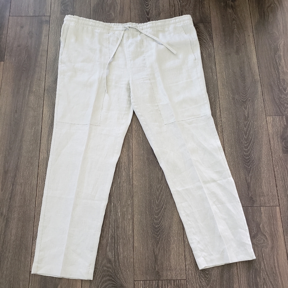 100% Linen  Pants Mens  Plus Size 47 natural linen/light beige  color